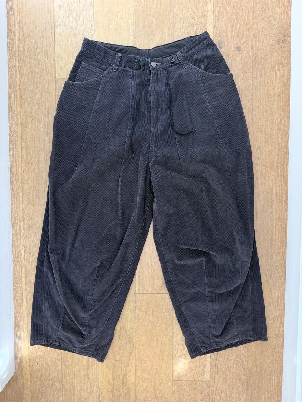 Needles Men's Washed Black Balloon Corduroy Wide-Leg Trousers